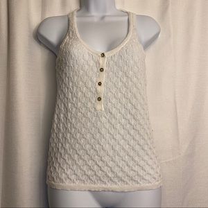 ZARA Knit White Tank Top Size M